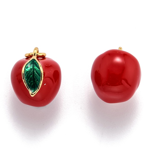 

PandaHall Brass Enamel Charms, with Jump Ring, Long-Lasting Plated, Real 18K Gold Plated, Apple, Red, 12x11x9.6mm, Hole: 2.8mm Brass+Enamel...