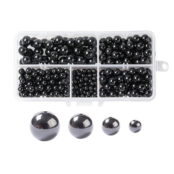 

PandaHall 340Pcs 4 Sizes Natural Black Tourmaline Beads, Round, 4mm/6mm/8mm/10mm, Hole: 0.8~1mm Tourmaline Round