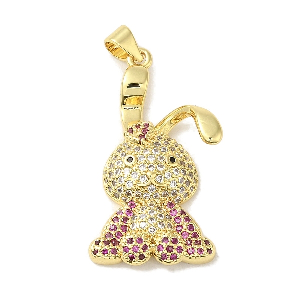 

PandaHall Rack Plating Brass Micro Pave Cubic Zirconia Pendants, Cadmium Free & Lead Free, Long-Lasting Plated, Rabbit, Real 18K Gold Plated..., Pink