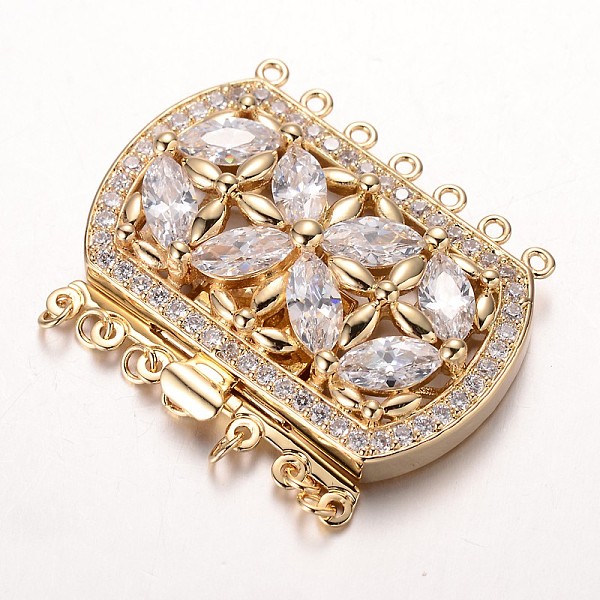 

PandaHall Brass Cubic Zirconia Box Clasps, Cadmium Free & Nickel Free & Lead Free, Rectangle, Golden, 34x43x12mm, Hole: 1.5mm Brass+Cubic...
