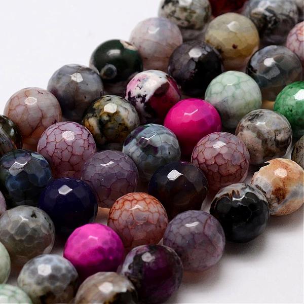

PandaHall Natural Fire Crackle Agate Bead Strands, Dyed, Faceted, Round, Colorful, 12mm, Hole: 1.5mm, about 30~32pcs/strand, 14 inch...