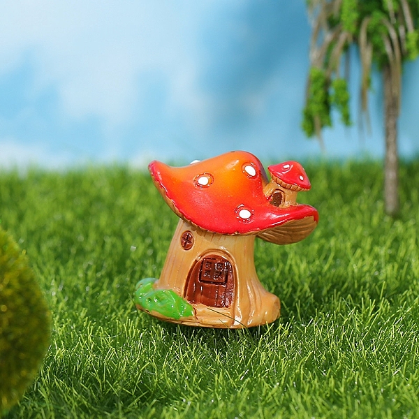

PandaHall Mushroom House Resin Craft Moss Micro Landscape Decoration, Bonsai Landscaping Small Ornaments, Red, 34x33mm Resin House Red