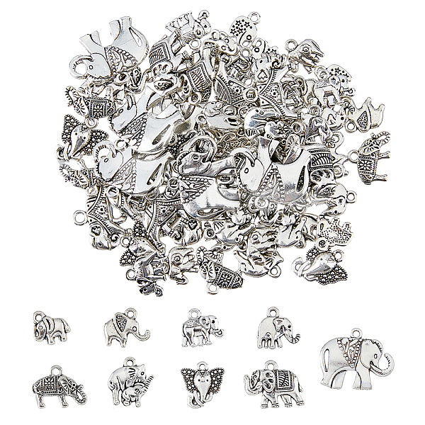 

PandaHall DICOSMETIC 72Pcs 12 Styles Tibetan Style Zinc Alloy Pendants, Antique Silver, 11~21x8.5~25x1.5~5mm, Hole: 1.6~2.5mm, 6pcs/style...