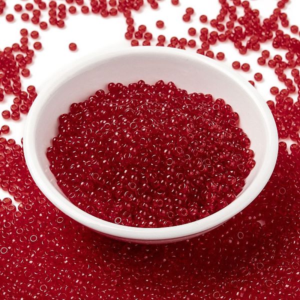 

PandaHall MIYUKI Round Rocailles Beads, Japanese Seed Beads, 8/0, (RR140) Transparent Red Orange, 3mm, Hole: 1mm, about 422~455pcs/10g Glass...