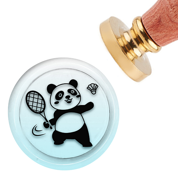 

PandaHall CRASPIRE Wax Seal Stamp Panda Playing Badminton Sealing Wax Stamp 30mm Removable Brass Head Sealing Stamp with Wooden Handle for...