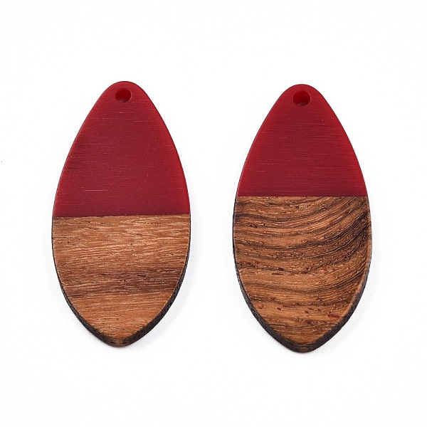 

PandaHall Opaque Resin & Walnut Wood Pendants, Teardrop Shape Charm, Dark Red, 38x18x3mm, Hole: 2mm Resin+Wood Teardrop