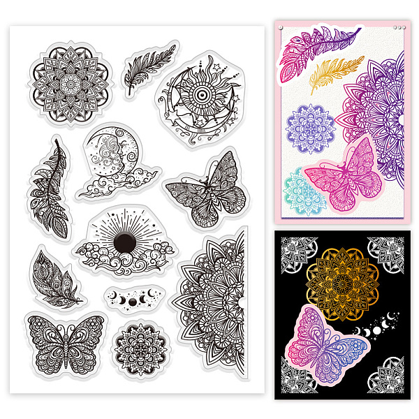 

PandaHall PH Butterfly Clear Stamps Mandala Stamp Leaf Silicone Stamps Flower Rubber Stamps Transparent Seal Stamps for DIY Photo Albums...