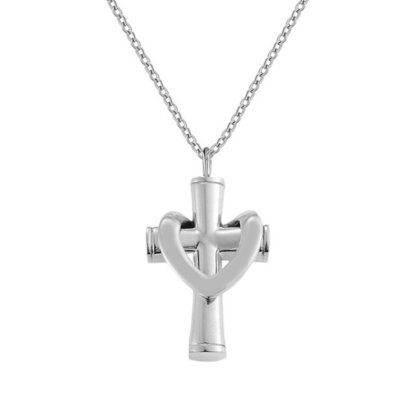 PandaHall Stainless Steel Cross Cremation Urn Pendant Necklaces, Perfume Bottle Pendant Necklaces, Stainless Steel Color, 19.69 inch(50cm)...