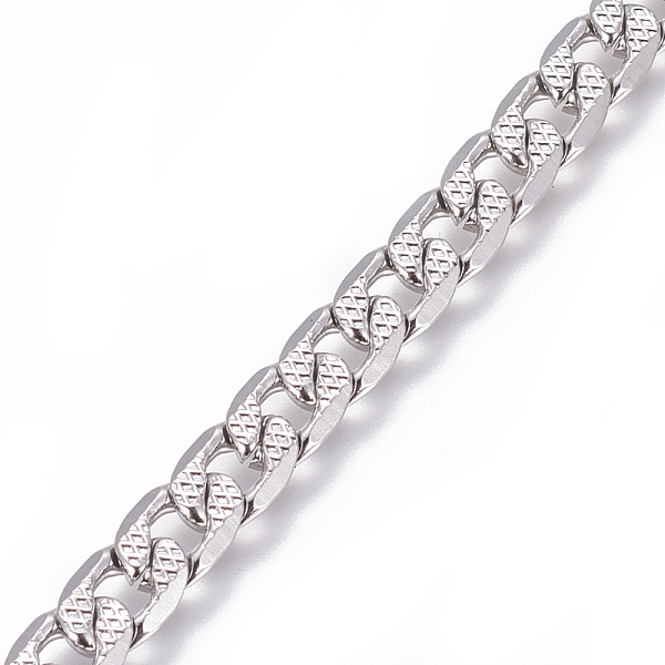 

PandaHall 304 Stainless Steel Cuban Link Chains, Chunky Curb Chains, Twisted Chains, Unwelded, Textured, Stainless Steel Color, 6mm, Links...