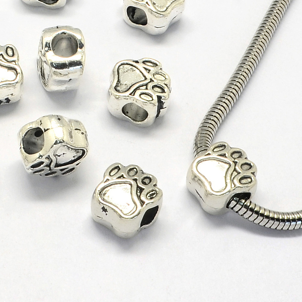

PandaHall Alloy European Beads, Enamel Settings, Large Hole Beads, Dog Paw Prints, Antique Silver, 11.5x10.5x7.5mm, Hole: 5mm Alloy Dog