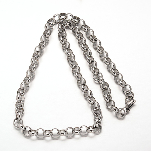 

PandaHall 304 Stainless Steel Rolo Chain Necklaces, with Lobster Claw Clasps, Stainless Steel Color, 19.7 inch(50cm)x8mm 304 Stainless Steel