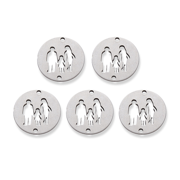 

PandaHall 201 Stainless Steel Links, Flat Round Human, with Family of Three People Holding Hands Pattern, Stainless Steel Color, 15x1mm...