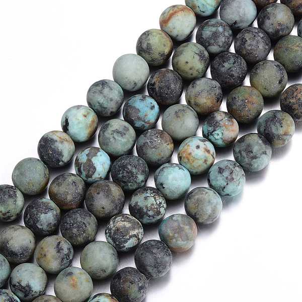 Gefrostete Natürliche Afrikanische Türkis (Jaspis) Runde Perlenstränge