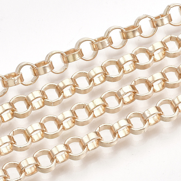 

PandaHall Iron Rolo Chains, Belcher Chain, with Spool, Unwelded, Light Gold, 5x2mm, about 82.02 Feet(25m)/roll Iron