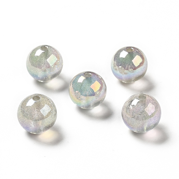 

PandaHall UV Plating Transparent Rainbow Iridescent Acrylic Beads, Glitter Beads, Round, Silver, 15.5~16x15.5mm, Hole: 2.6~2.7mm Acrylic...