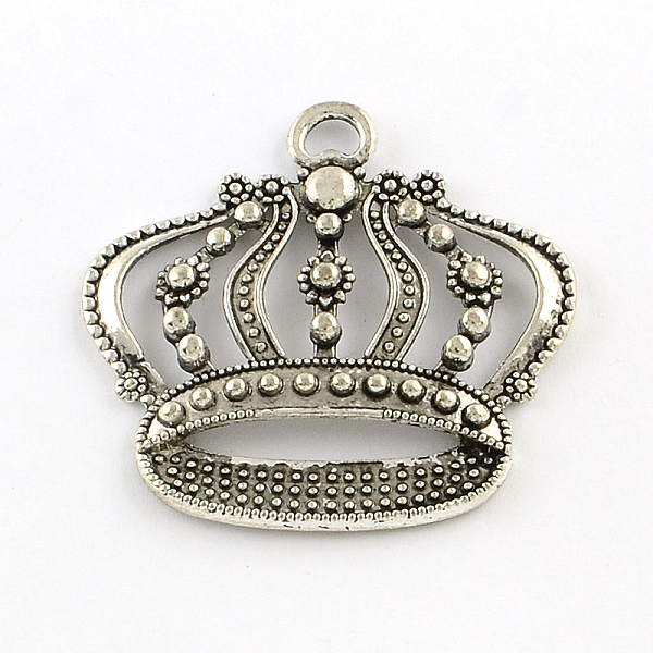 

PandaHall Crown Alloy Pendants, Tibetan Style, Cadmium Free & Lead Free, Antique Silver, 41x43x4.5mm, Hole: 5mm, about 128pcs/1000g Alloy...
