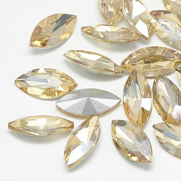 

PandaHall Pointed Back Glass Rhinestone Cabochons, Back Plated, Faceted, Horse Eye, Light Colorado Topaz, 15x7x4mm Glass Rhinestone Horse..., Yellow