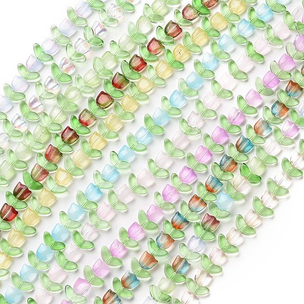 

PandaHall Transparent Glass Beads Strands, Tulip, Mixed Color, 6.5~9x9~14x4~5.5mm, Hole: 1mm, about 29pcs/strand, 15.71''(39.9cm) Glass..., Multicolor