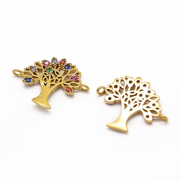 

PandaHall Brass Links, Micro Pave Grade AAA Cubic Zirconia, Nickel Free, Tree, Raw(Unplated), 12x16x1mm, Hole: 1mm Brass+Cubic Zirconia Tree
