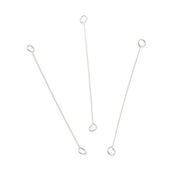 

PandaHall 316 Surgical Stainless Steel Eye Pins, Double Sided Eye Pins, Stainless Steel Color, 40x2.5x0.4mm, Hole: 1.6mm 316 Surgical...