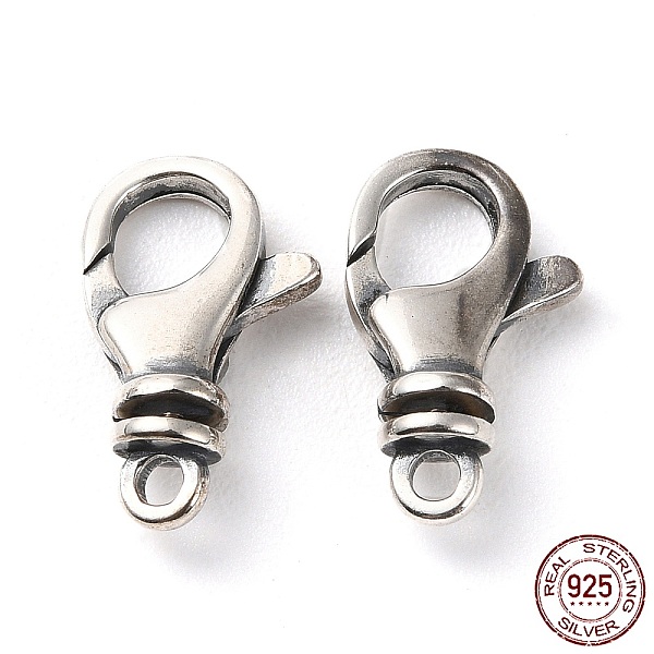 

PandaHall 925 Thailand Sterling Silver Lobster Claw Clasps, with 925 Stamp, Antique Silver, 16x10x4.5mm, Hole: 1.8mm Sterling Silver Others