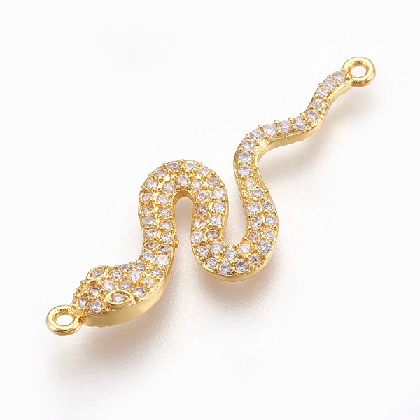 

PandaHall Brass Micro Pave Cubic Zirconia Links, Long-Lasting Plated, Snake, Lead Free & Nickel Free & Cadmium Free, Clear, Real 18K Gold...