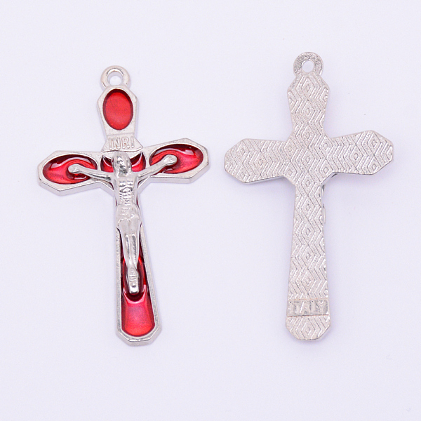 

PandaHall Easter Jewelry, Alloy Enamel Big Pendants, Crucifix Cross, Red, 52x31x6.5mm, Hole: 2.5mm, 10pcs/bag Alloy+Enamel Cross Red