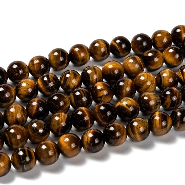

PandaHall Natural Tiger Eye Round Bead Strands, 10mm, Hole: 1mm, about 38pcs/strand, 15 inch Tiger Eye Round