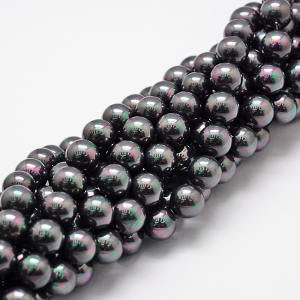 

PandaHall Shell Pearl Bead Strands, Rainbow Plated, Grade A, Round, Black, 12mm, Hole: 1mm, about 34pcs/strand, 16 inch Shell Pearl Round...