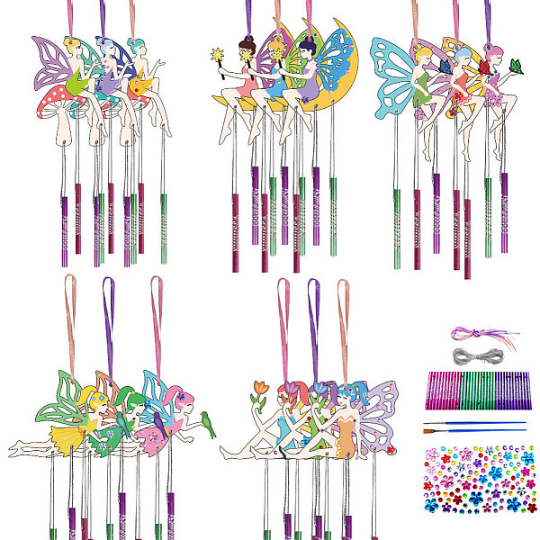 

PandaHall DIY Wood Wind Chime Making Kit, Including 45Pcs Aluminum Tube Wind Chim, 15Pcs Wood , 13M Silver Wire, 2Pcs Brush, 1 Sheets..., Multicolor