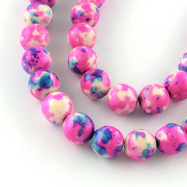 

PandaHall Dyed Natural Ocean White Jade Round Bead Strands, Magenta, 6mm, Hole: 1mm, about 62pcs/strand, 15.7 inch Ocean White Jade Round..., Pink