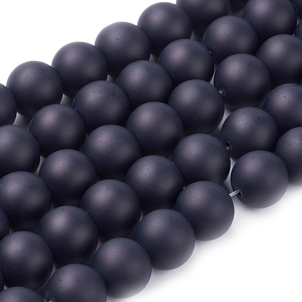 

PandaHall Transparent Glass Bead Strands, Frosted, Round, Black, 12mm, Hole: 1.3~1.6mm, about 70pcs/strand, 31.4 inch Glass Round Black