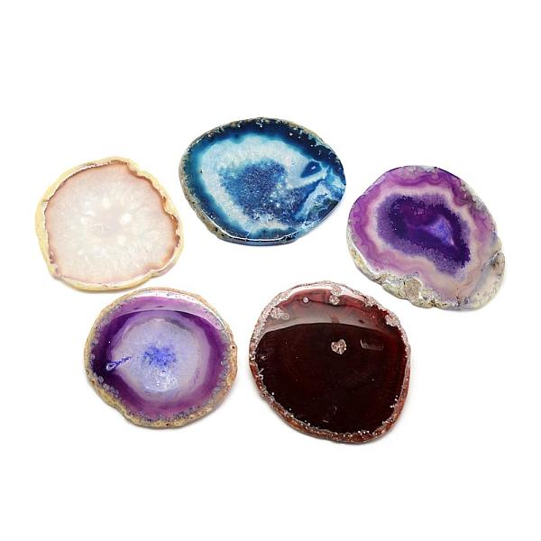 

PandaHall Druzy Natural Brazilian Agate Slice Display Decorations, Dyed, Mixed Color, 64~105x60~100x5~6mm Natural Agate Others Multicolor