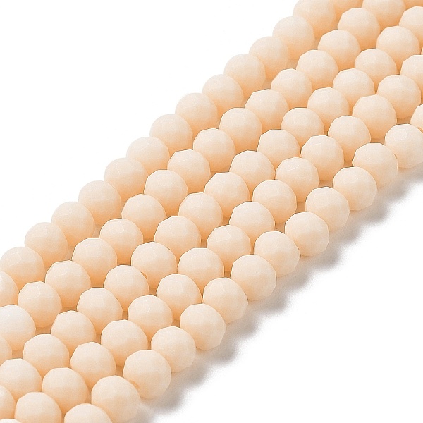 

PandaHall Glass Beads Strands, Faceted, Frosted, Rondelle, PeachPuff, 10mm, Hole: 1mm, about 63~65pcs/strand, 19.2~20 inch(48~50cm) Glass..., Brown