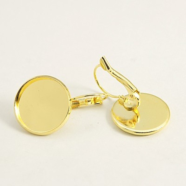 

PandaHall Brass Leverback Earring Findings, Lead Free and Cadmium Free, Golden, 30x18mm, Tray: 16mm Brass