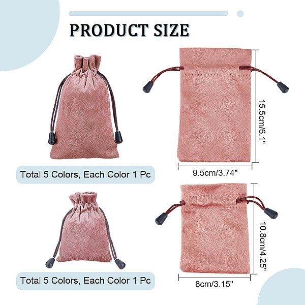 

PandaHall 10Pcs 10 Styles Velvet Packing Pouches, Drawstring Bags, Rectangle, Mixed Color, 10.8~15.5x8~9.5x0.2~0.25cm, 1pc/style Velvet..., Multicolor