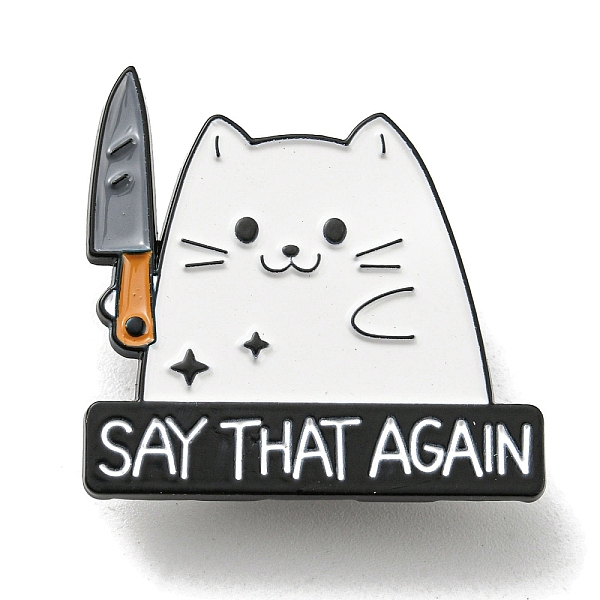 

PandaHall Cat Holding Knife Enamel Pins, Lovely Kitty Badge, Horrible Animal Killer Black Alloy Brooch for Backpack Clothes, White...