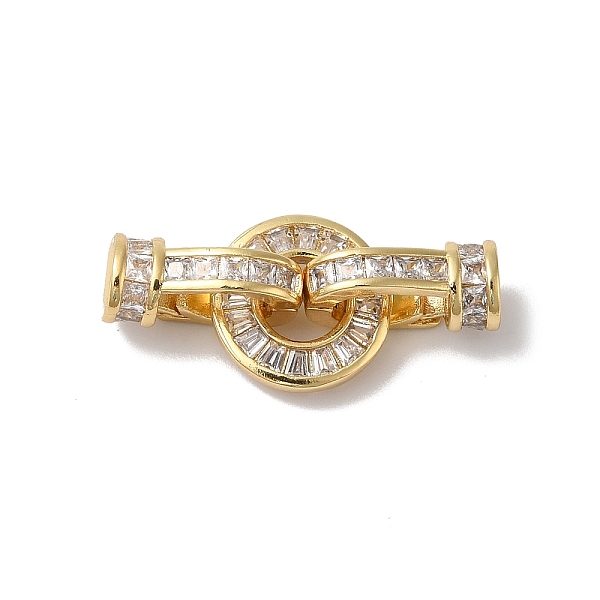 

PandaHall Rack Plating Brass Micro Pave Clear Cubic Zirconia Fold Over Clasps, Cadmium Free & Lead Free, Long-Lasting Plated, Real 18K Gold...
