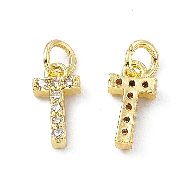 

PandaHall Real 18K Gold Plated Brass Micro Pave Clear Cubic Zirconia Charms, with Jump Ring, Letter.T, 12x6x2.5mm, Hole: 3.4mm Brass+Cubic...