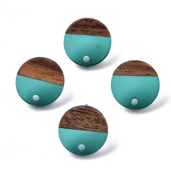 

PandaHall Transparent Resin & Walnut Wood Stud Earring Findings, with 304 Stainless Steel Pin, Flat Round, Turquoise, 14mm, Hole: 1.8mm, Pin..., Green