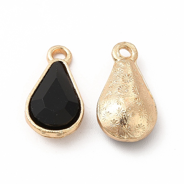 

PandaHall Faceted Glass Rhinestone Pendants, with Golden Zinc Alloy Setting, Teardrop Charm, Jet, 18x9.5x5.5mm, Hole: 1.5mm Alloy+Glass..., Black