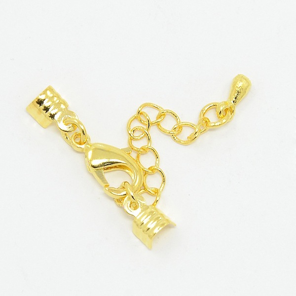 

PandaHall Golden Brass Chain Extender, with Lobster Claw Clasps and Fold Over Crimp Cord Ends, Nickel Free, Lead Free and Cadmium Free...