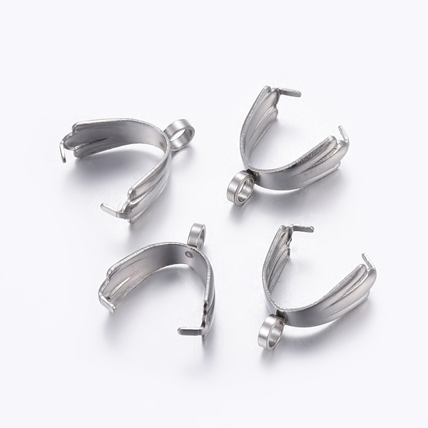 

PandaHall 304 Stainless Steel Pinch Bails, Stainless Steel Color, 14x12x5.5mm, Hole: 2mm, Pin: 1mm 304 Stainless Steel