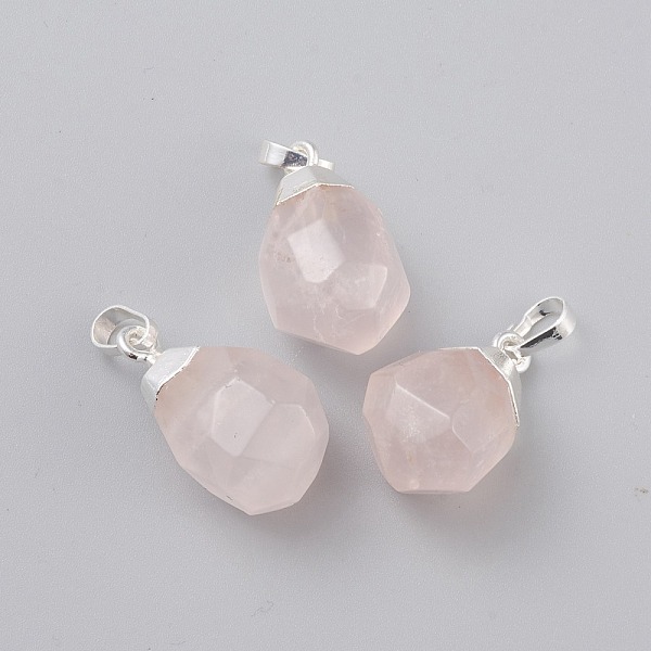 

PandaHall Natural Rose Quartz Pendants, with Brass Bails, Faceted, Teardrop, Silver Color Plated, 19~21x12~14x11~15mm, Hole: 5x3mm Rose...