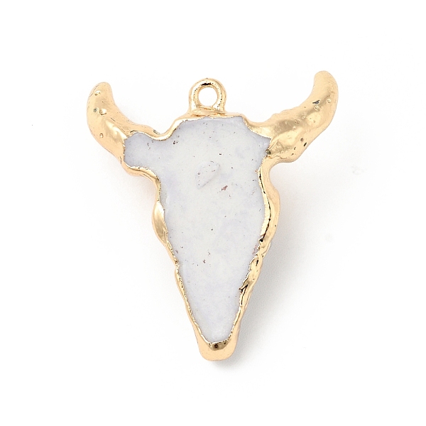 

PandaHall Faceted Natural Dyed Jade Pendants, with Light Gold Tone Brass Finding and Resin, Cattle' Head Charms, Dark Sea Green...