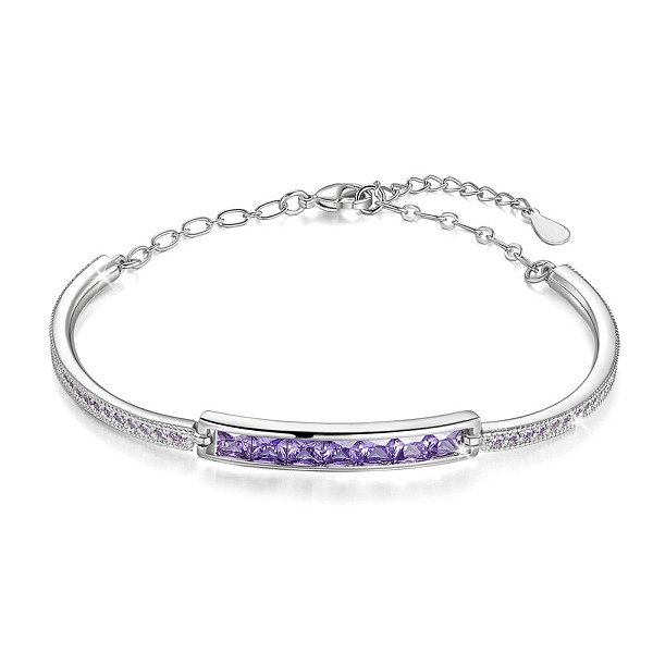 

PandaHall SHEGRACE Brass Bangles, with Grade AAA Cubic Zirconia and Austrian Crystal, Platinum, 6 inch(15cm) Cubic Zirconia