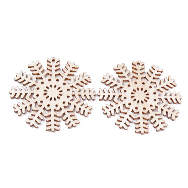 

PandaHall Undyed Natural Wooden Big Pendants, Laser Cut, Snowflake, Antique White, 62x2mm, Hole: 2.5mm Wood Snowflake