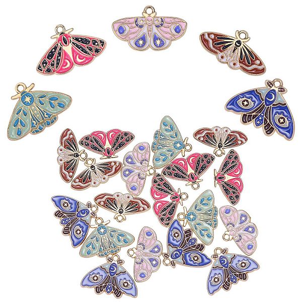 

PandaHall 20Pcs 5 Style Alloy Enamel Pendants, Golden, Moths/Butterfly Charm, Mixed Color, 18x28x1.5mm, Hole: 2mm, 4pcs/style Alloy+Enamel..., Multicolor