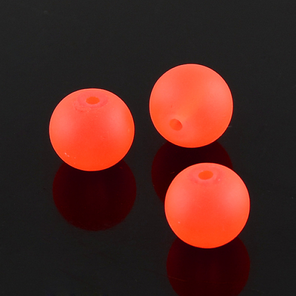 

PandaHall Transparent Glass Bead Strands, Frosted, Round, Orange Red, 12mm, Hole: 1.3~1.6mm, about 70pcs/strand, 31.4 inch Glass Round Red