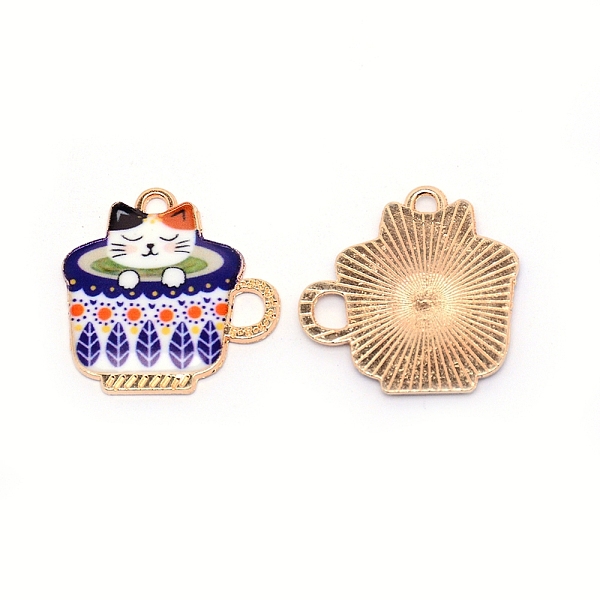 

PandaHall Japanese Style Print Alloy Enamel Pendants, Cup with Cat, Cadmium Free & Lead Free, Golden, Blue, 22.7x22.5x1.8mm, Hole: 1.8mm...
